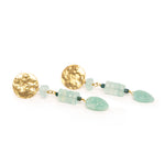 Maxi Amazonite coin and leaf earrings