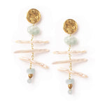 Coin Earrings with Aquamarine and Pearl