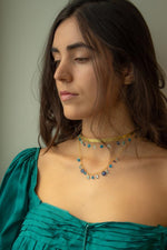 Hammered choker with Apatite, Turquoise, Topaz and Kaynite