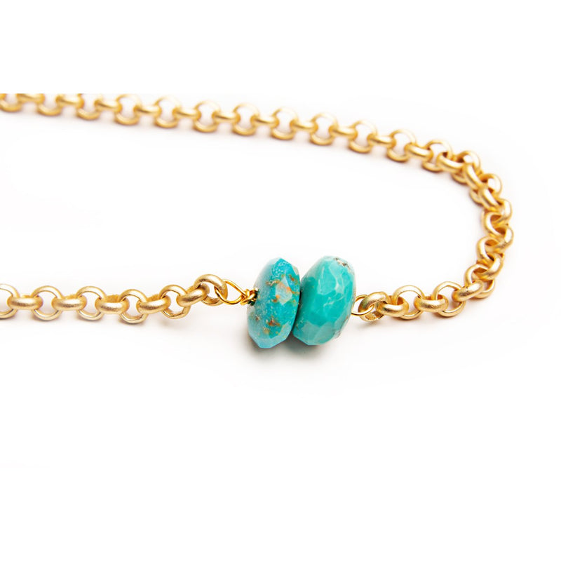Gold plated chain choker with Turquoise
