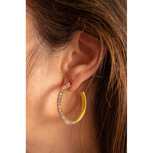 Peach Moonstone Channel Earrings